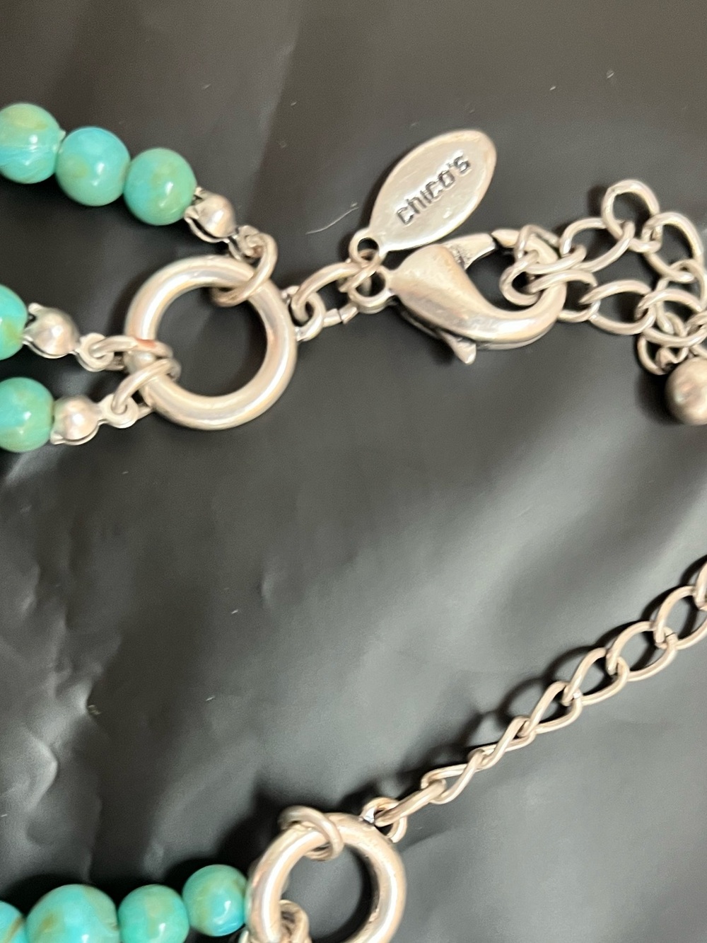 Turquoise Multi-Strand Stone Necklace with Cross Pendant - Chico's - Picture 2 of 5
